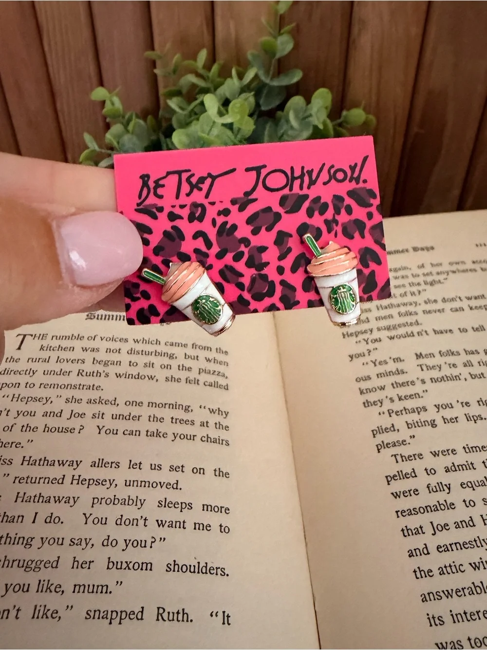 Betsey Johnson Starbucks Iced Coffee Cup Stud Earrings Pink Green